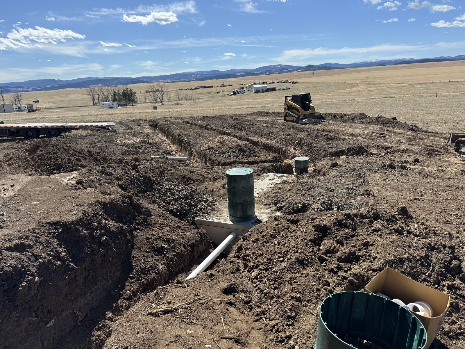 Septic system install on open prairie site