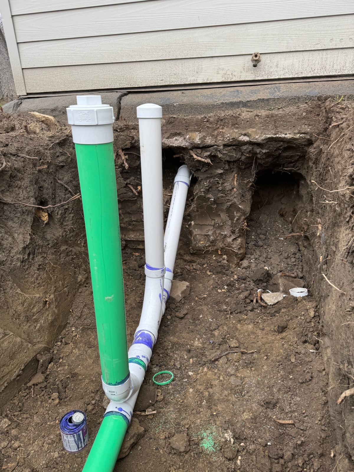 Septic cleanout and drain stack install